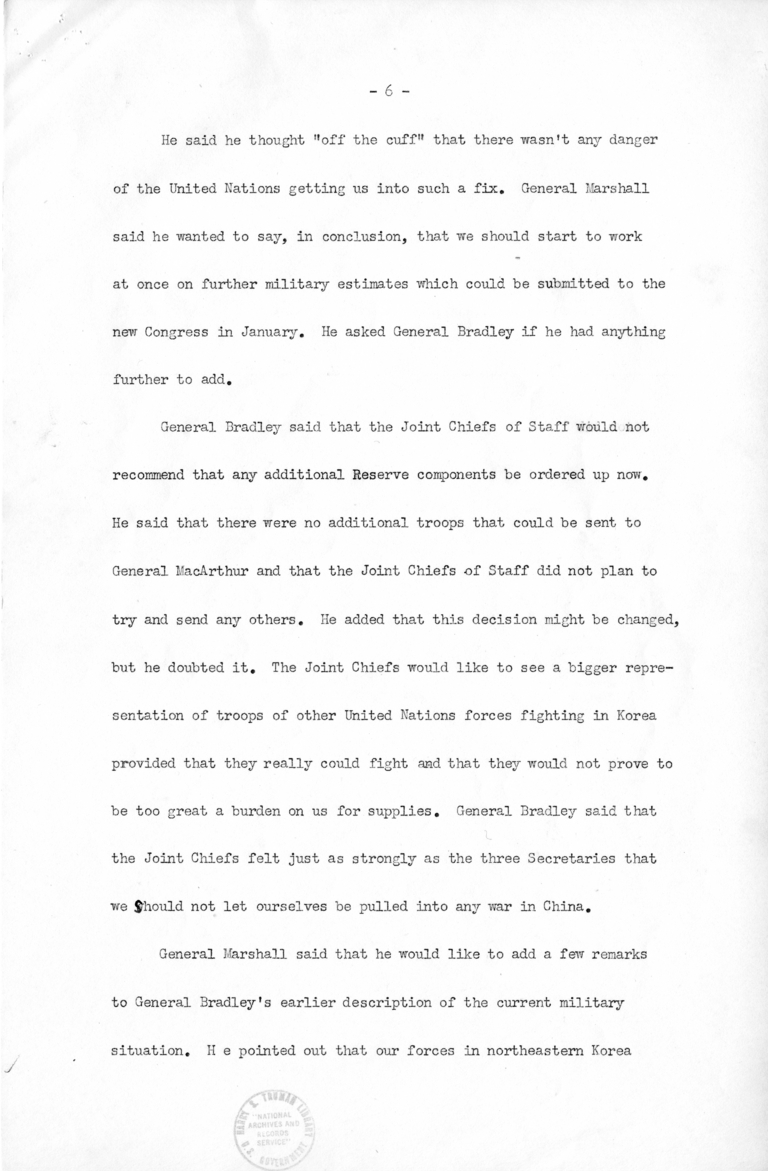 Minutes of the National Security Council Meeting with Harry S. Truman