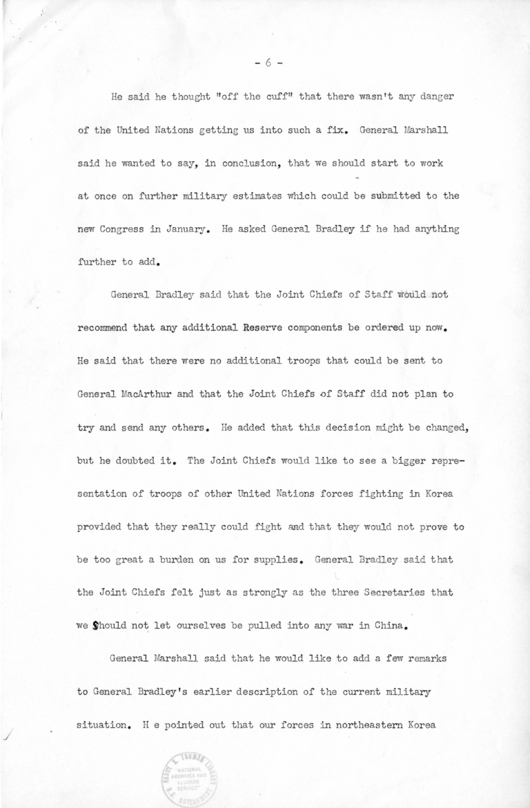 Minutes of the National Security Council Meeting with Harry S. Truman