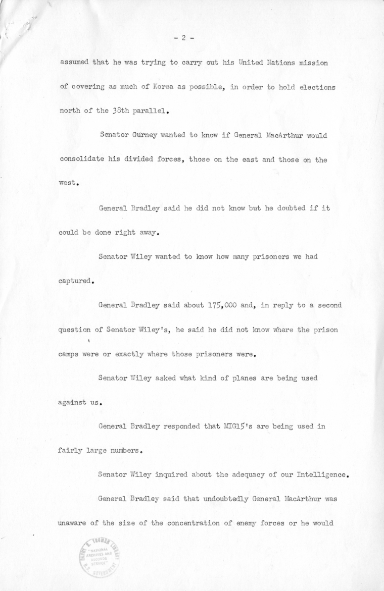 Minutes of Meeting with Congressional Leaders