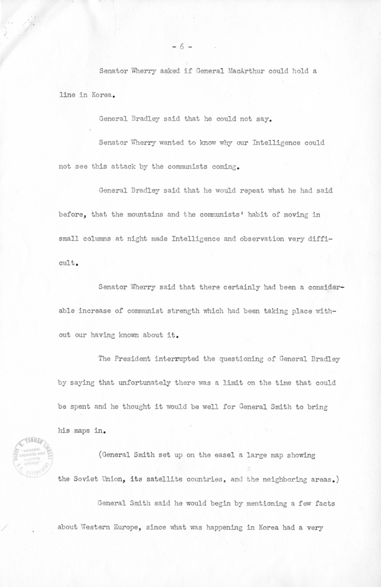 Minutes of Meeting with Congressional Leaders