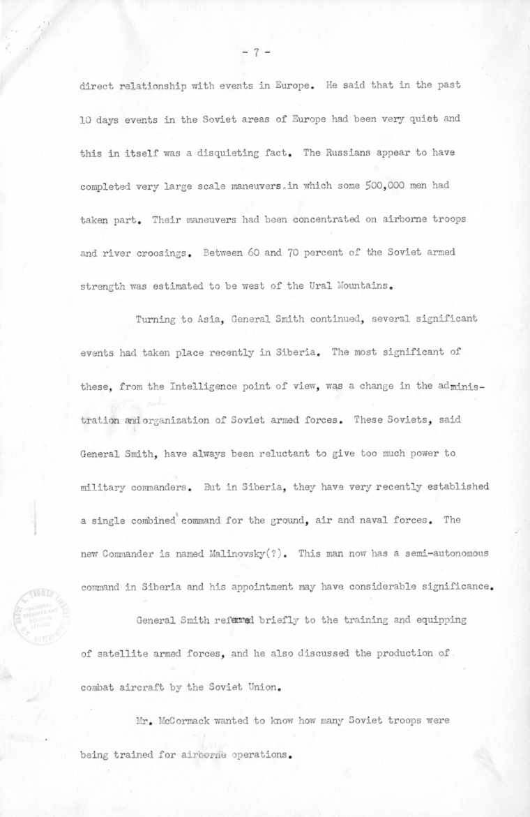 Minutes of Meeting with Congressional Leaders