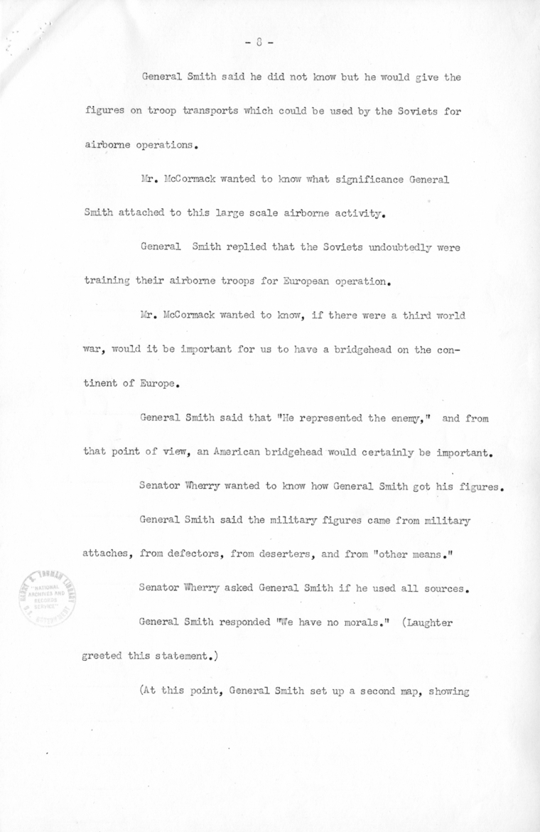 Minutes of Meeting with Congressional Leaders