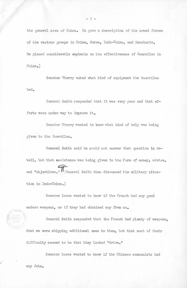 Minutes of Meeting with Congressional Leaders