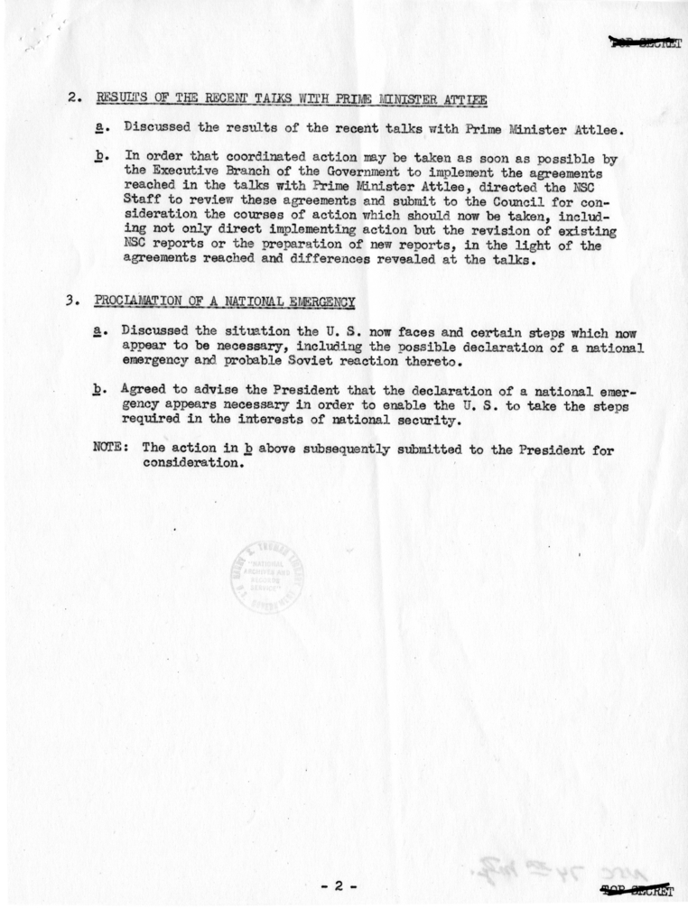 Minutes of National Security Council Meeting