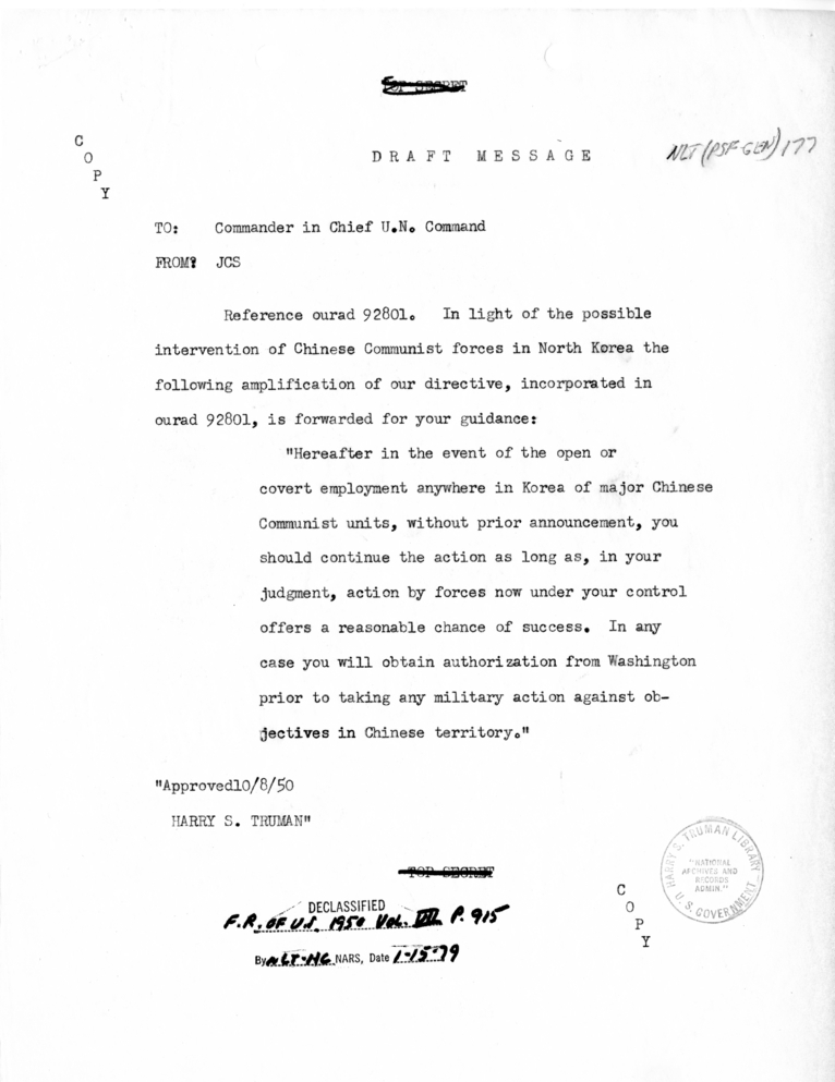 Correspondence between Harry S. Truman and Douglas MacArthur