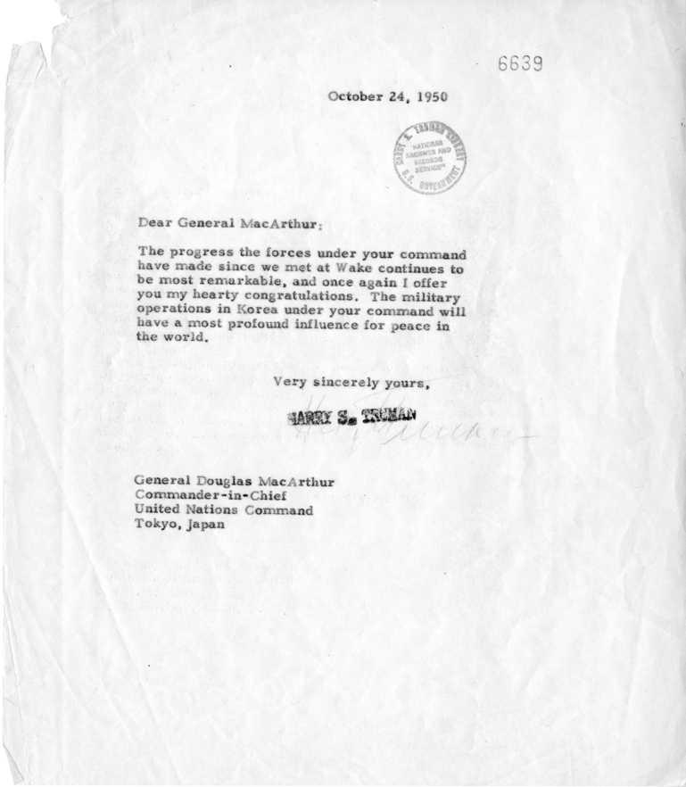 Correspondence between Harry S. Truman and Douglas MacArthur