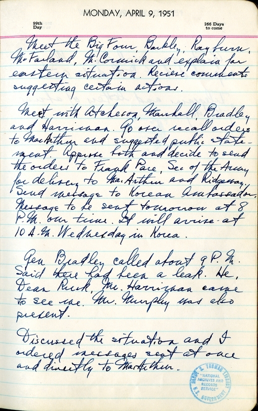 Diary Entry of Harry S. Truman