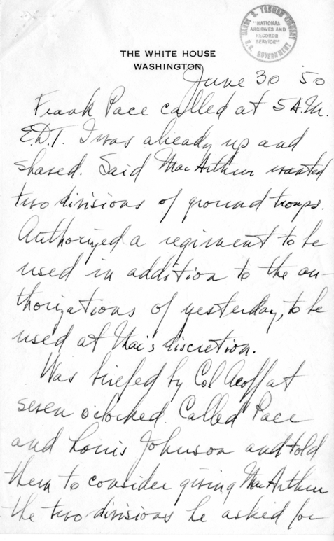 Handwritten Note by Harry S. Truman