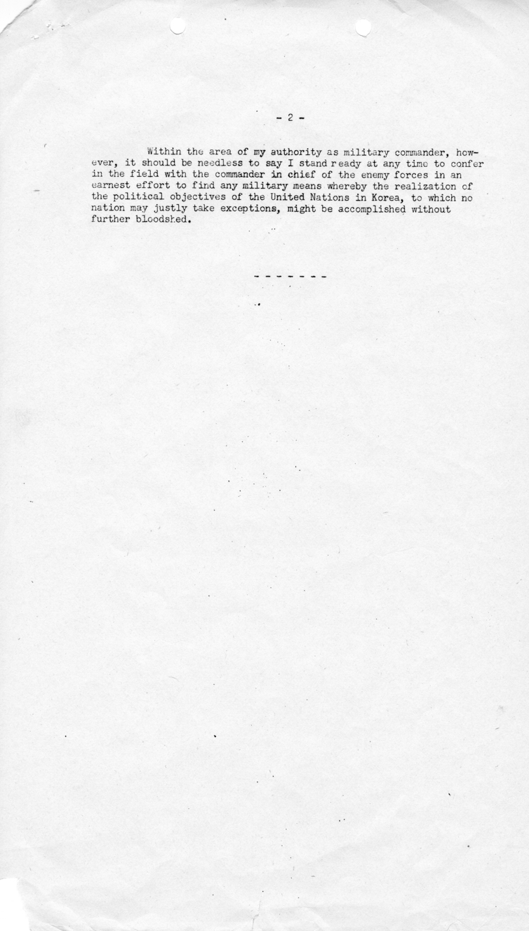 Statement of General Douglas MacArthur