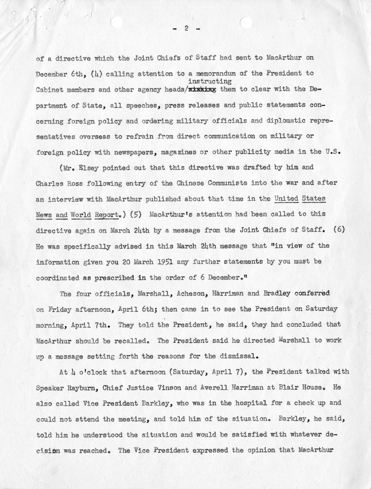 Memorandum, "The MacArthur Dismissal"
