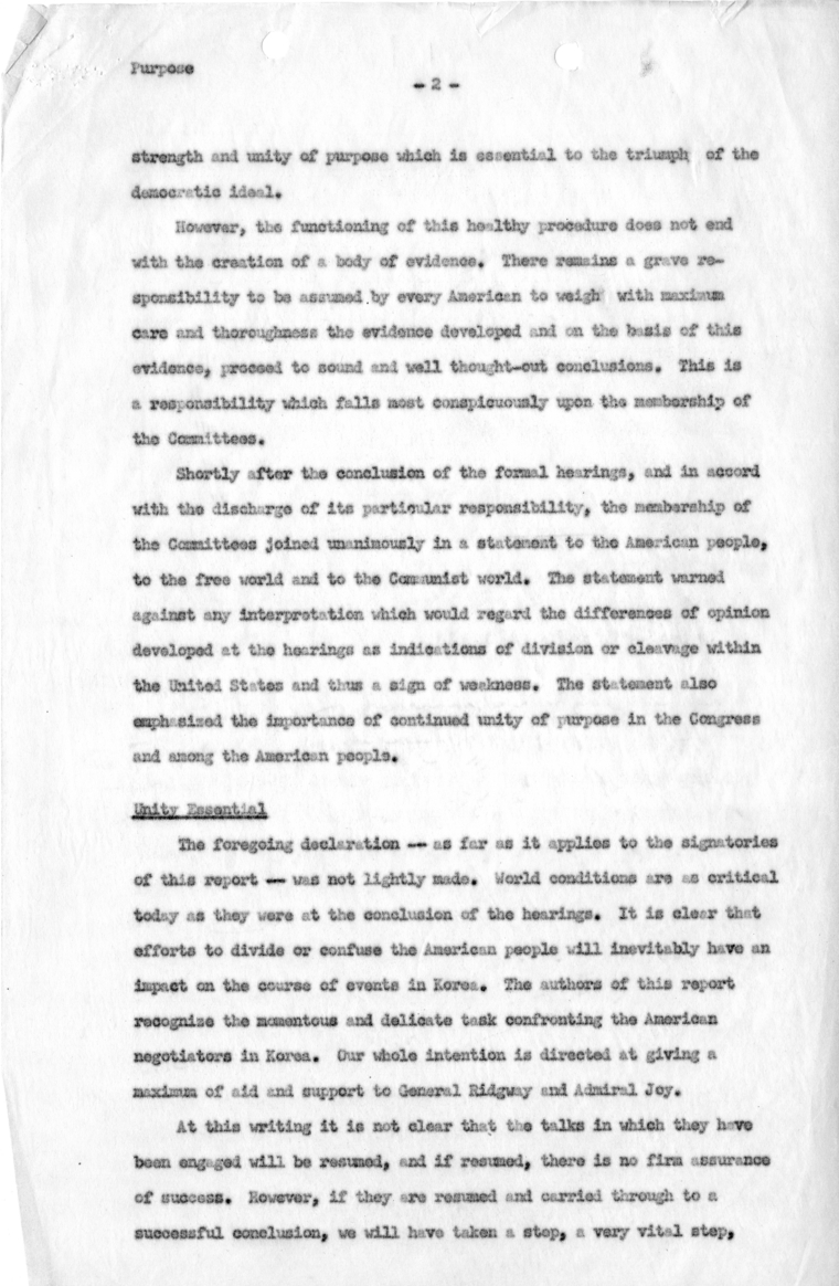 State Department, MacArthur Hearings Report by Fisher