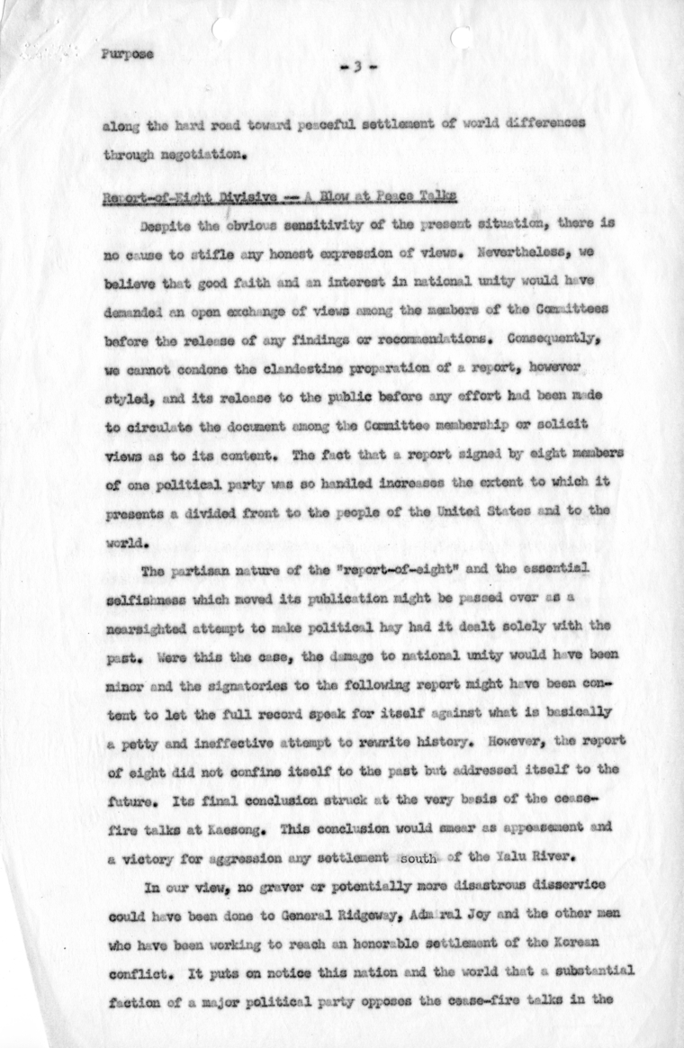 State Department, MacArthur Hearings Report by Fisher