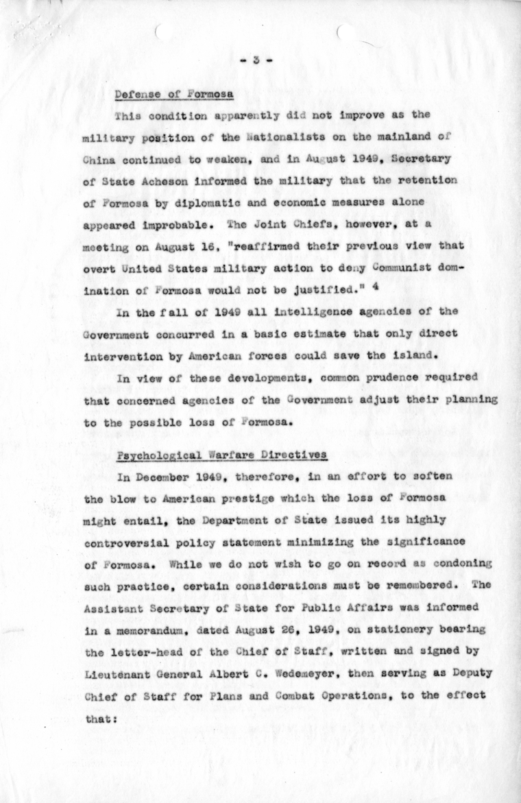 State Department, MacArthur Hearings Report by Fisher, Part 3