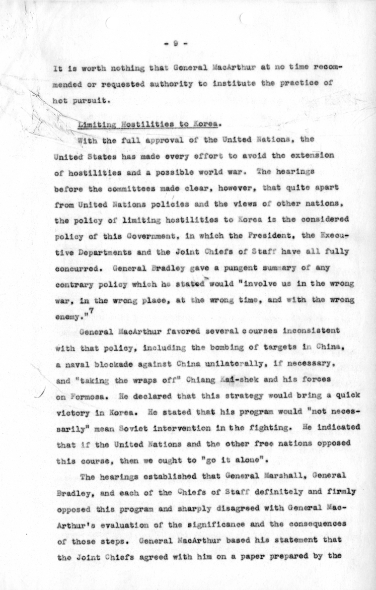 State Department, MacArthur Hearings Report by Fisher, Part 4