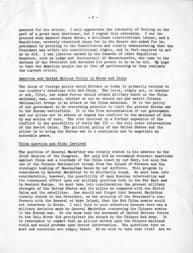 Form Letter from Senator Hubert H. Humphrey