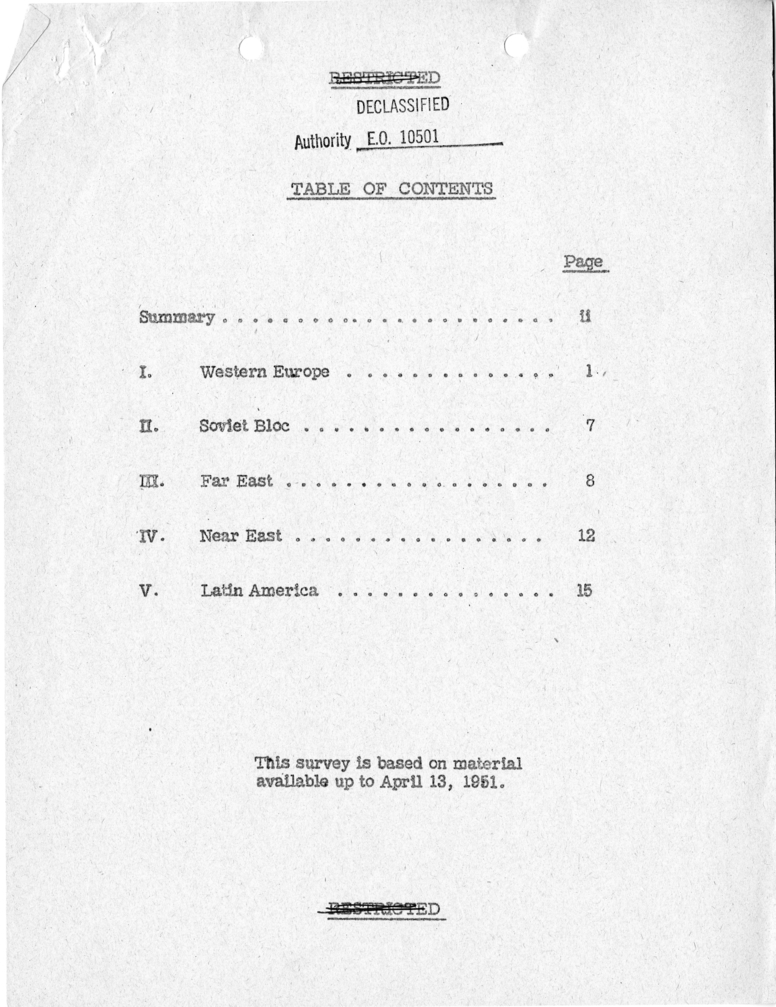 Department of State, "Initial Foreign Reaction to General MacArthur's Dismissal"