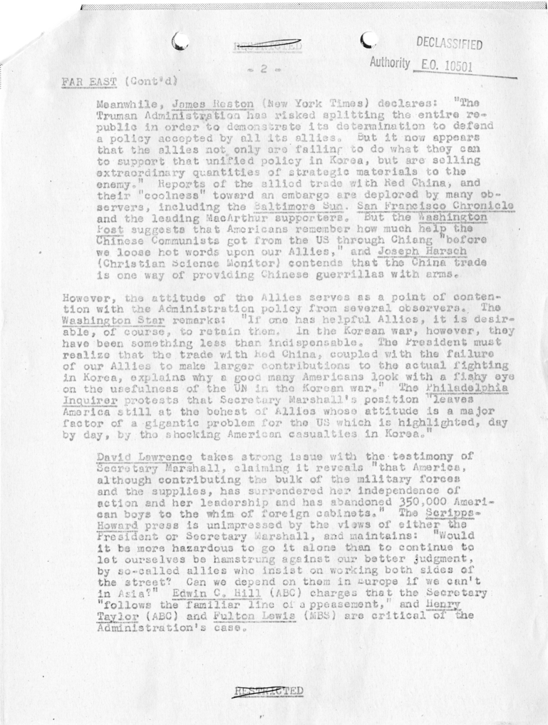 Department of State Daily Opinion Summary