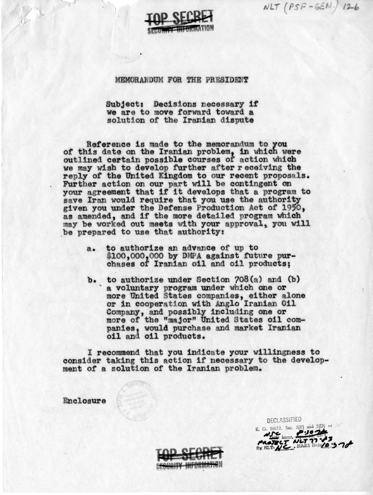 Memorandum for the President