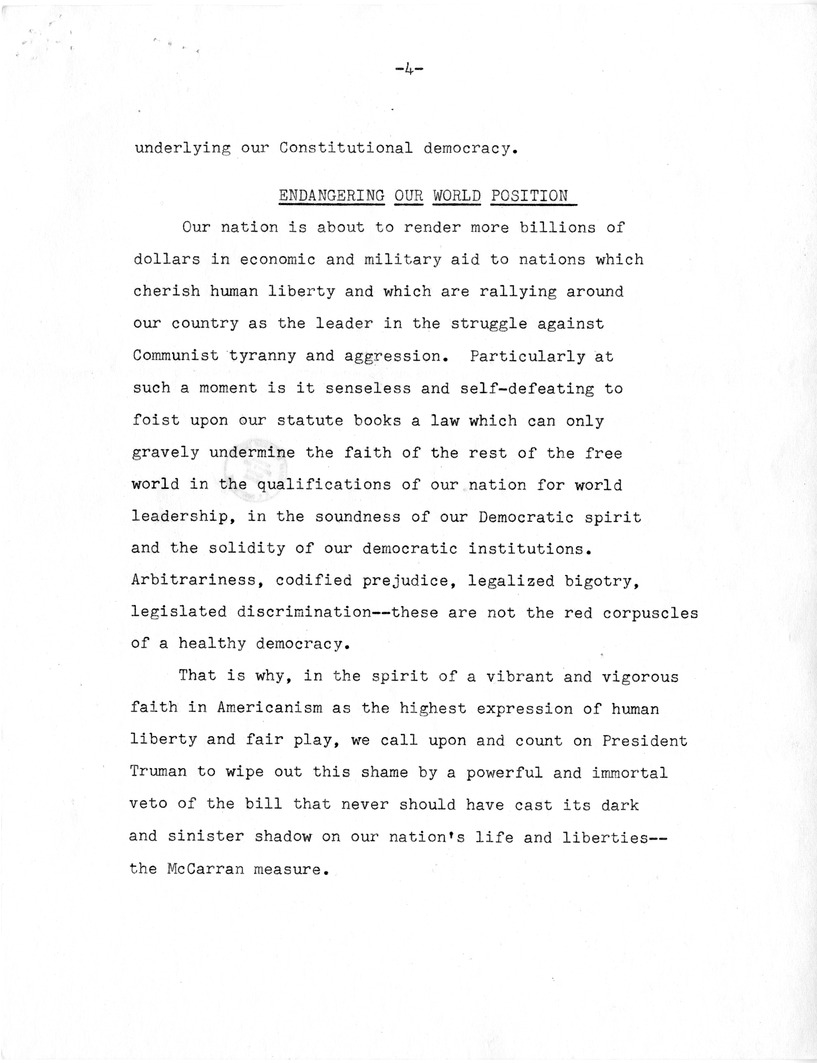 Letter from Fortune Pope to President Harry S. Truman with Attachment