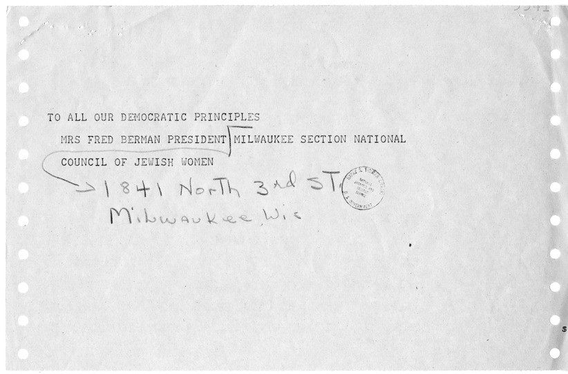 Telegram from Mrs. Fred Berman to President Harry S. Truman with a Reply from William Hassett