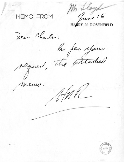 Memorandum from Harry N. Rosenfield to Charles Murphy with Attachment