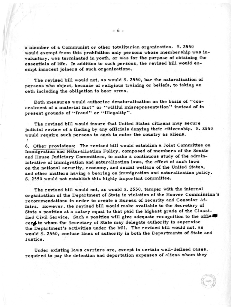 Summary of Humphrey-Lehman Draft Bill