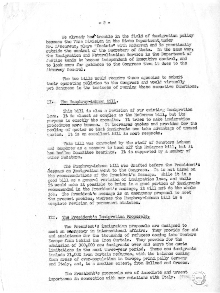 Memorandum from David D. Lloyd to President Harry S. Truman