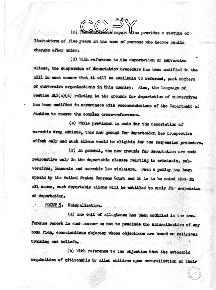 Memorandum, "Discussion of Points of Objections to Certain Provisions of S. 2550 Raised in the White House Memorandum"