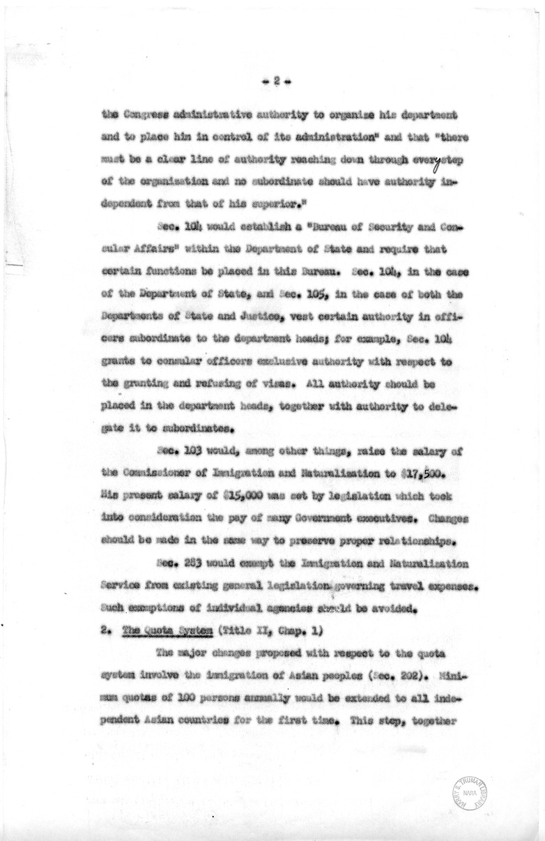 Memorandum, "Discussion of Points of Objections to Certain Provisions of S. 2550 Raised in the White House Memorandum"