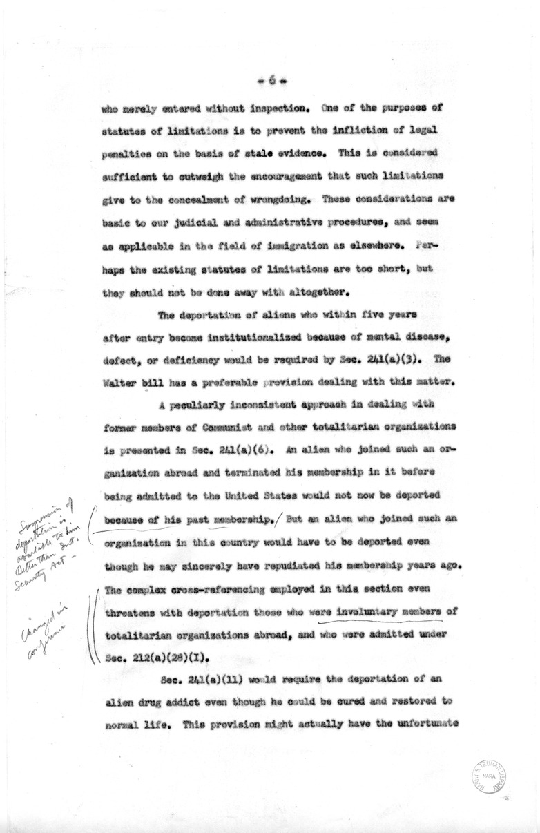 Memorandum, "Discussion of Points of Objections to Certain Provisions of S. 2550 Raised in the White House Memorandum"