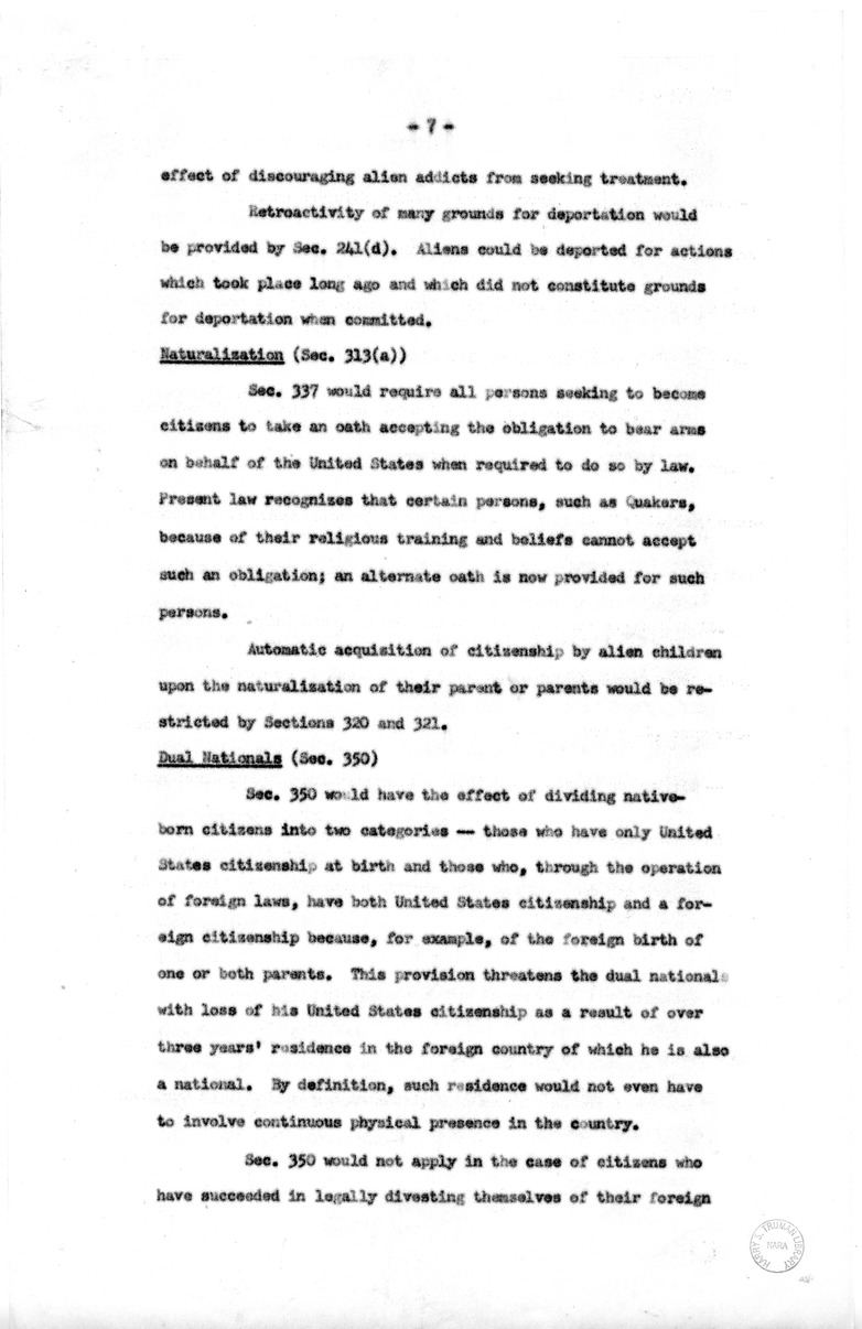 Memorandum, "Discussion of Points of Objections to Certain Provisions of S. 2550 Raised in the White House Memorandum"