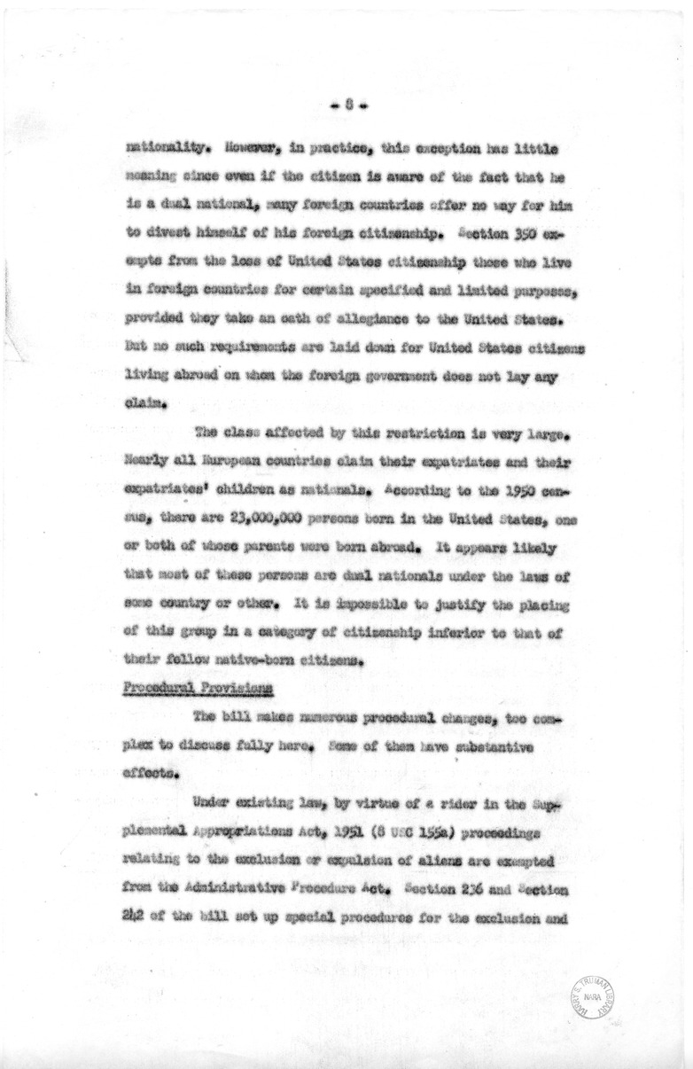 Memorandum, "Discussion of Points of Objections to Certain Provisions of S. 2550 Raised in the White House Memorandum"