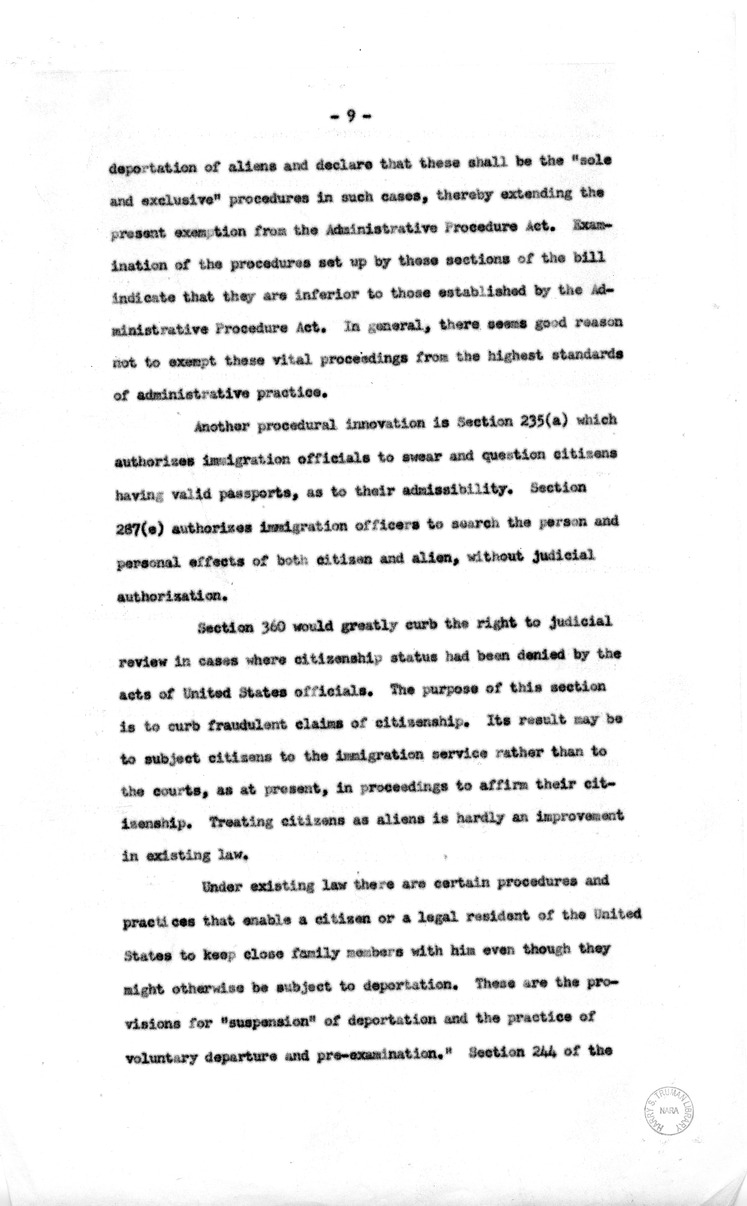 Memorandum, "Discussion of Points of Objections to Certain Provisions of S. 2550 Raised in the White House Memorandum"