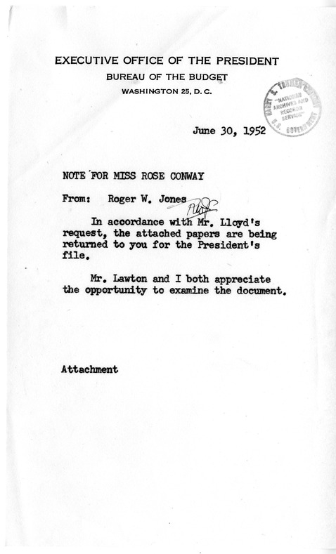 Memorandum from David D. Lloyd to Frederick J. Lawton with Attached Speech Draft