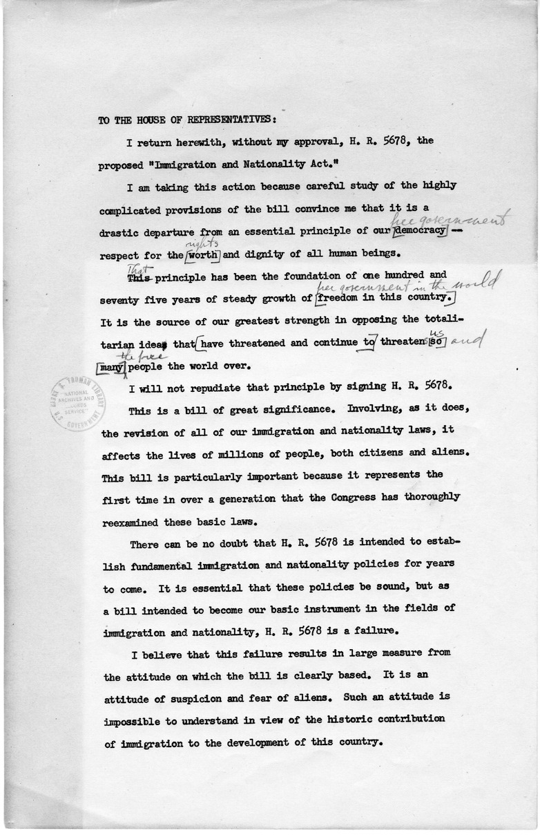 Memorandum from David D. Lloyd to Frederick J. Lawton with Attached Speech Draft