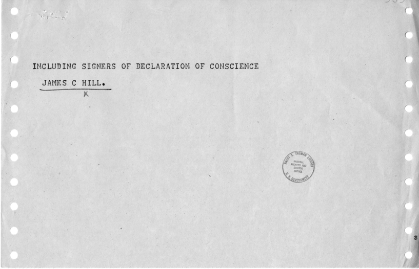 Telegram, James Hill to Harry S. Truman