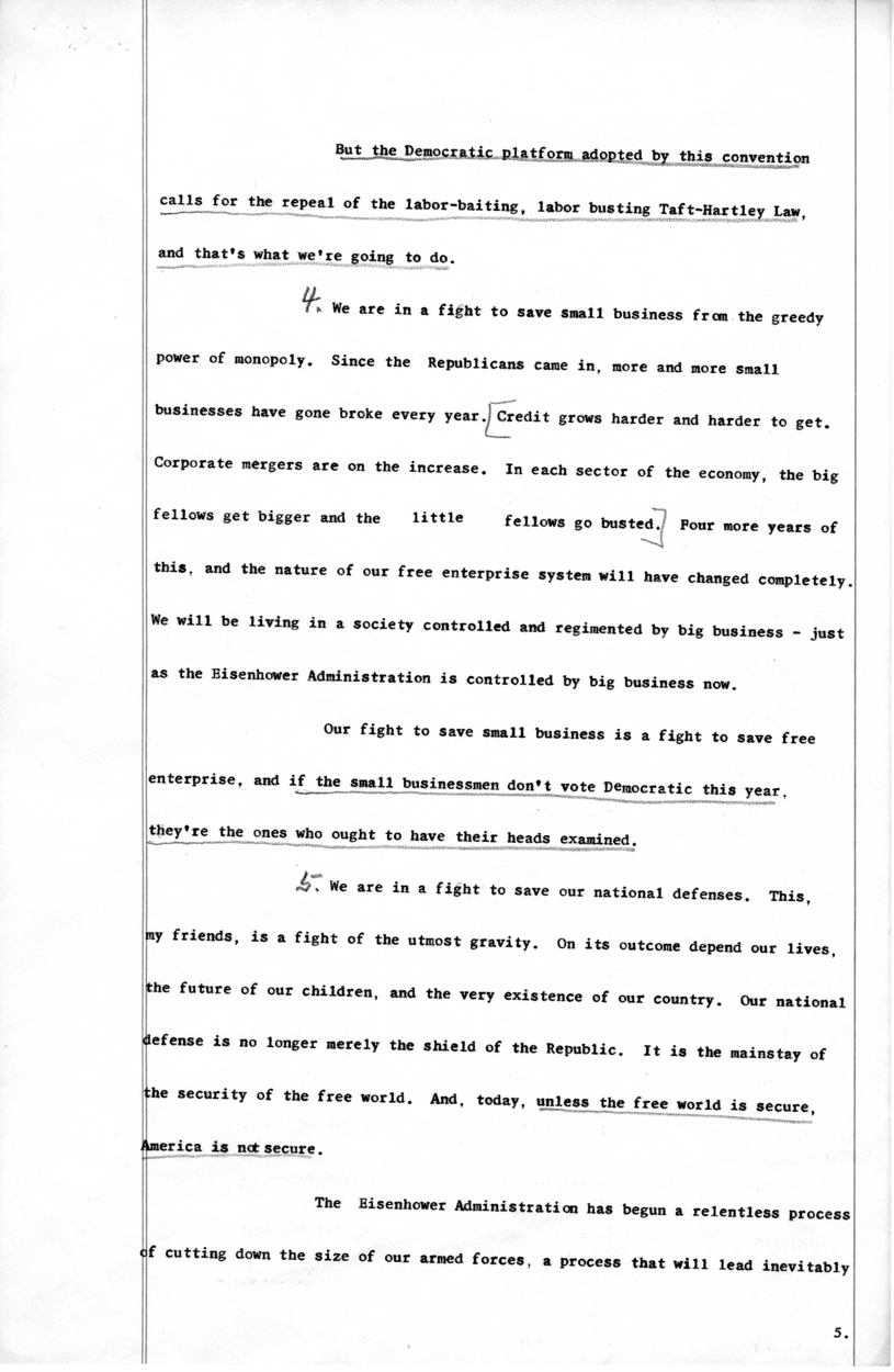 Draft of Speech for Delivery by Harry S. Truman in Chicago, Illinois