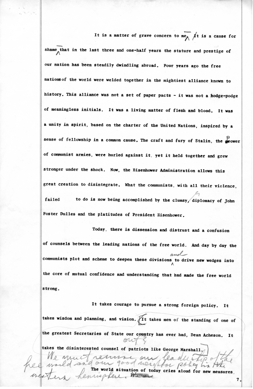 Draft of Speech for Delivery by Harry S. Truman in Chicago, Illinois