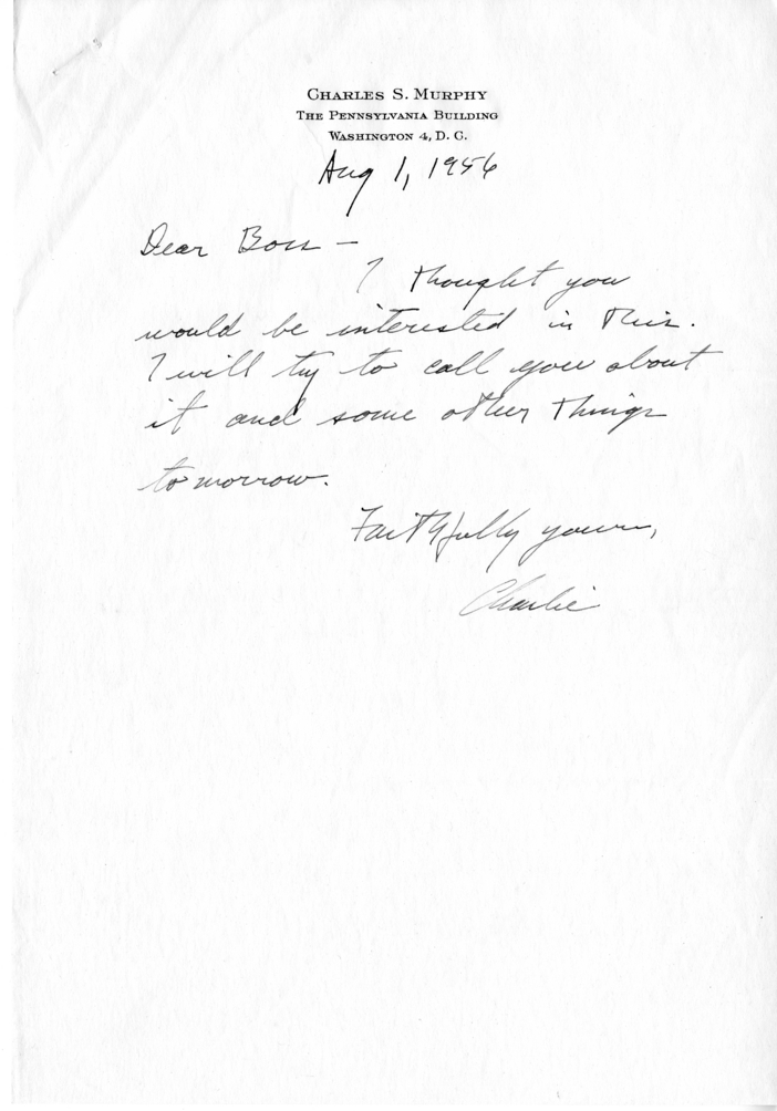 Charles Murphy to Harry S. Truman, with Attachment