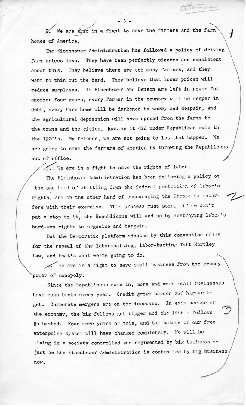 Press Release of Speech Delivered by Harry S. Truman Before the Democratic National Convention