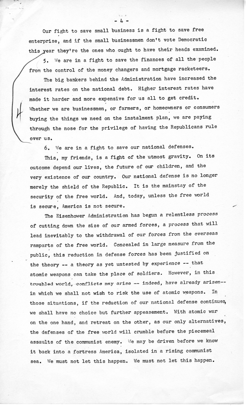 Press Release of Speech Delivered by Harry S. Truman Before the Democratic National Convention