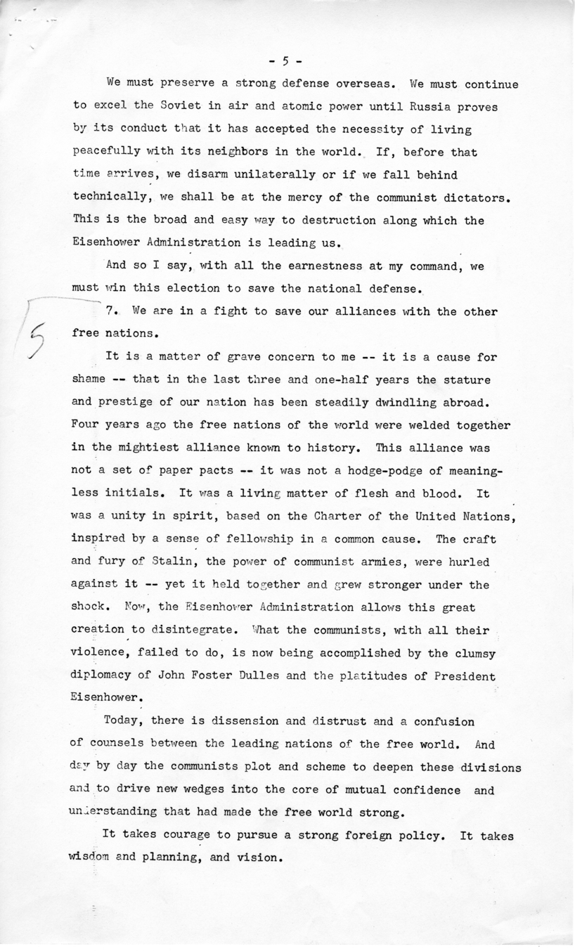 Press Release of Speech Delivered by Harry S. Truman Before the Democratic National Convention