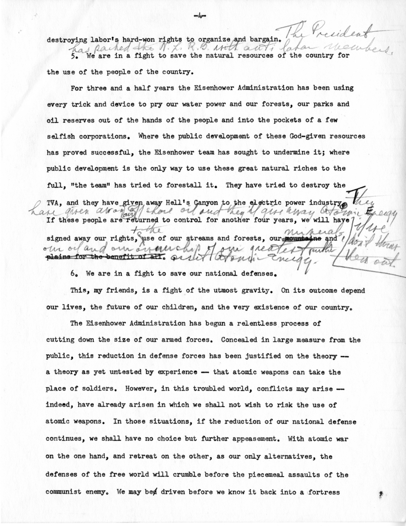 Draft of Speech to be Delivered in Jefferson City, Missouri by Harry S. Truman