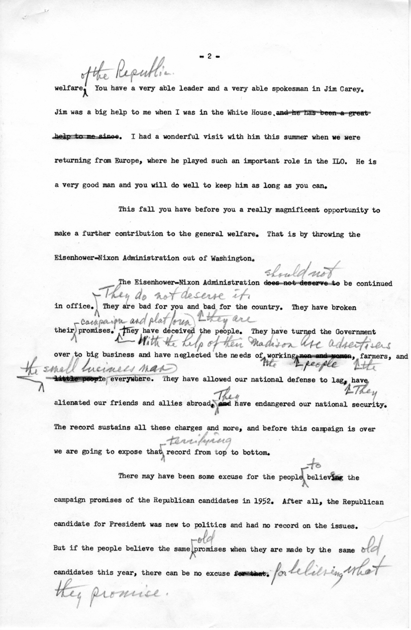 Draft of Speech to be Delivered by Harry S. Truman in St. Louis, Missouri