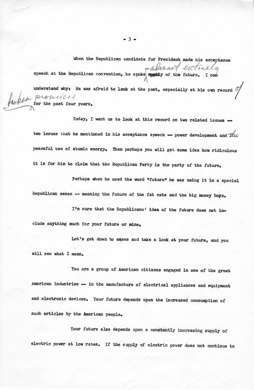 Draft of Speech to be Delivered by Harry S. Truman in St. Louis, Missouri