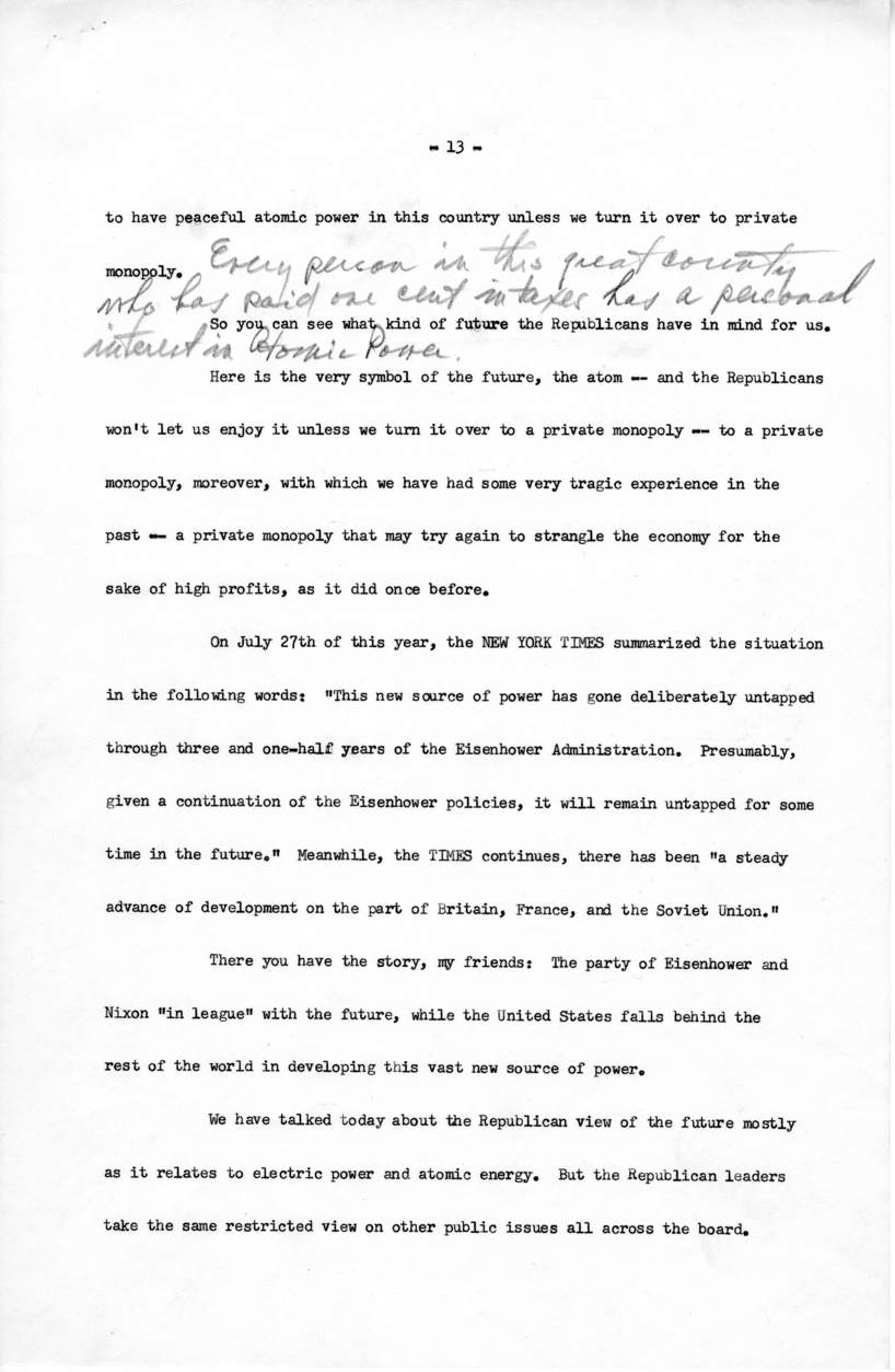 Draft of Speech to be Delivered by Harry S. Truman in St. Louis, Missouri