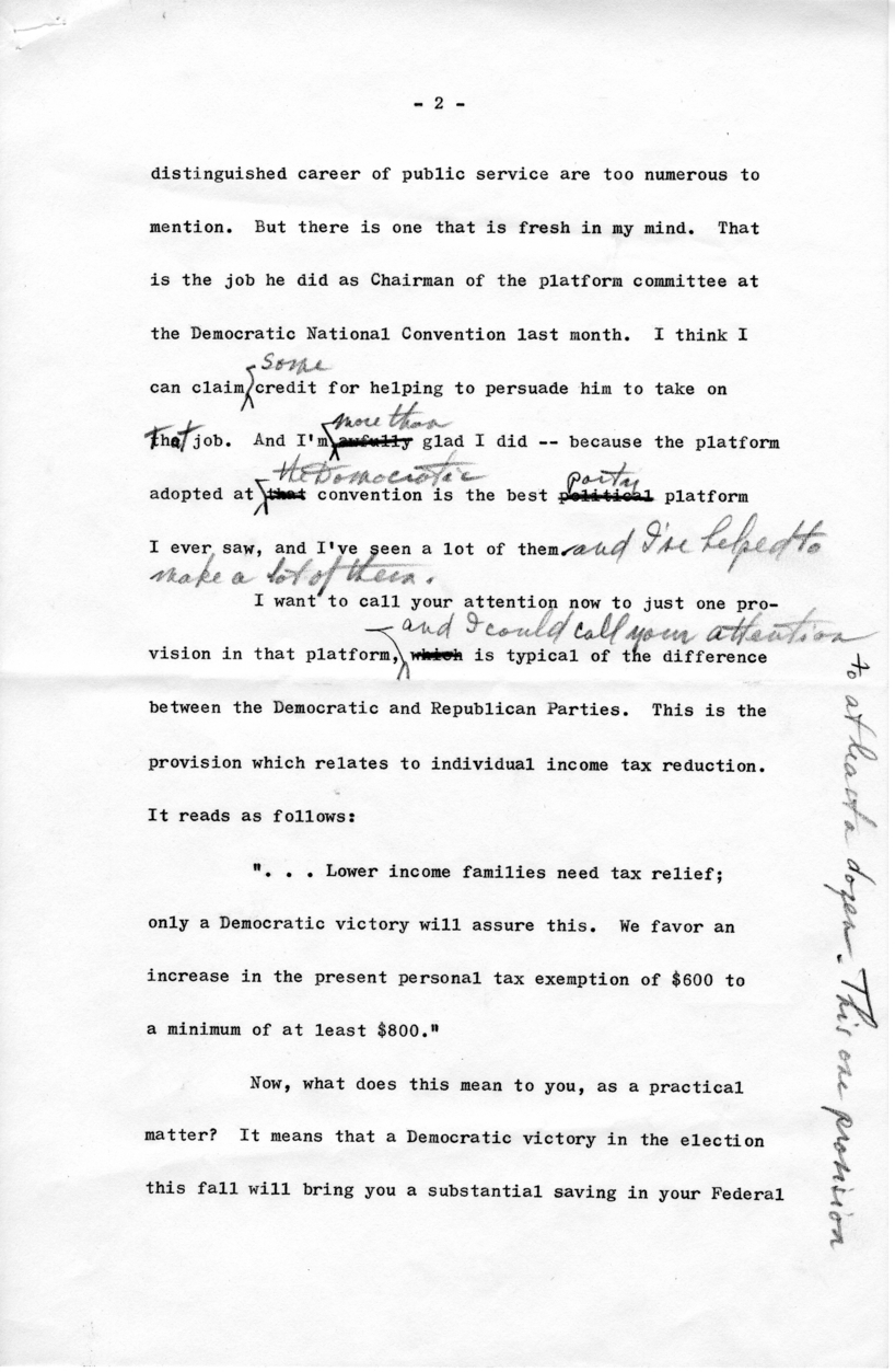 Draft of Speech to be Delivered by Harry S. Truman in Boston, Massachusetts