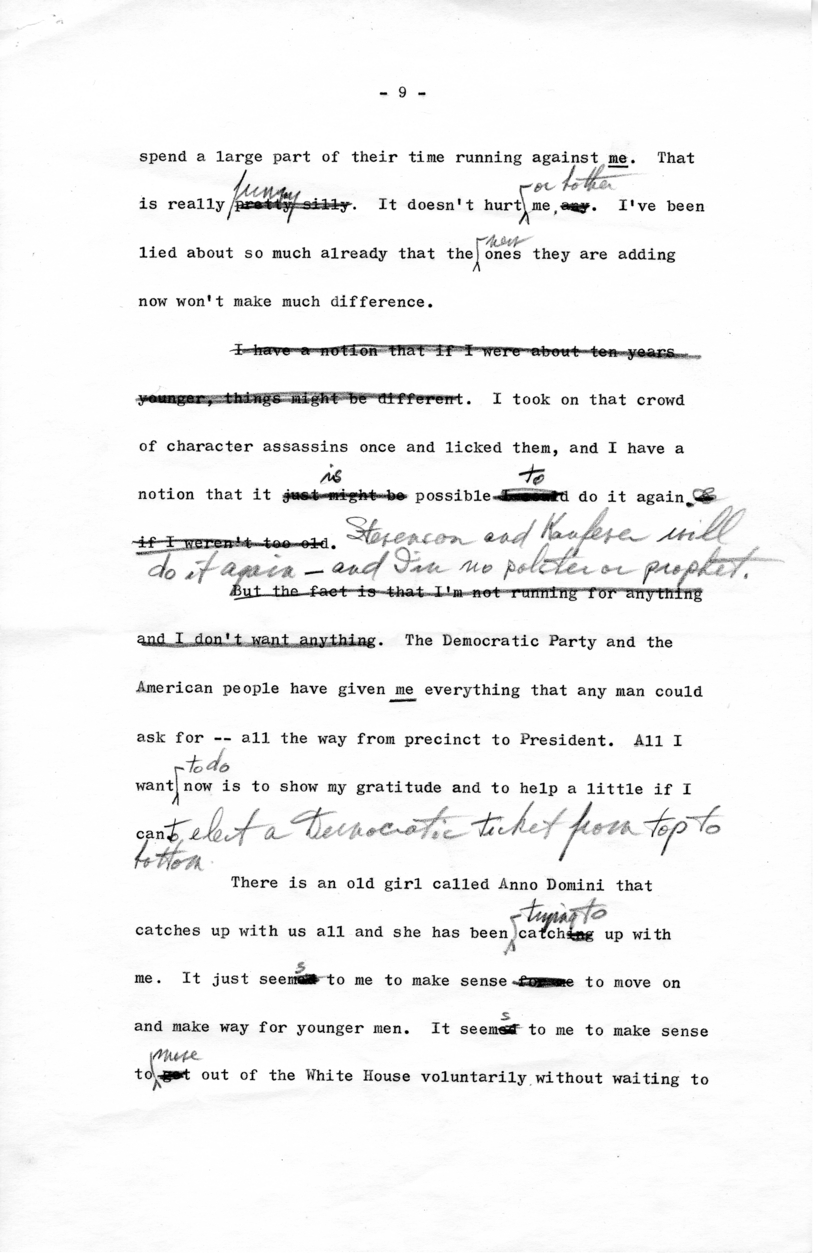 Draft of Speech to be Delivered by Harry S. Truman in Boston, Massachusetts