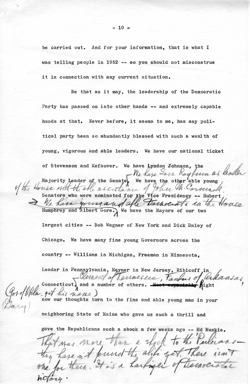 Draft of Speech to be Delivered by Harry S. Truman in Boston, Massachusetts