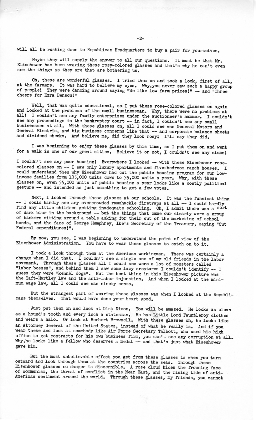 Press Release of Speech Delivered by Harry S. Truman, Washington, D.C.